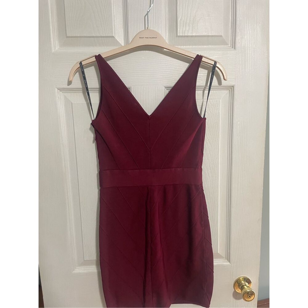 Hervé Léger Signature Bandage Dress Burgandy Large Like New $790 - Picture 3 of 8